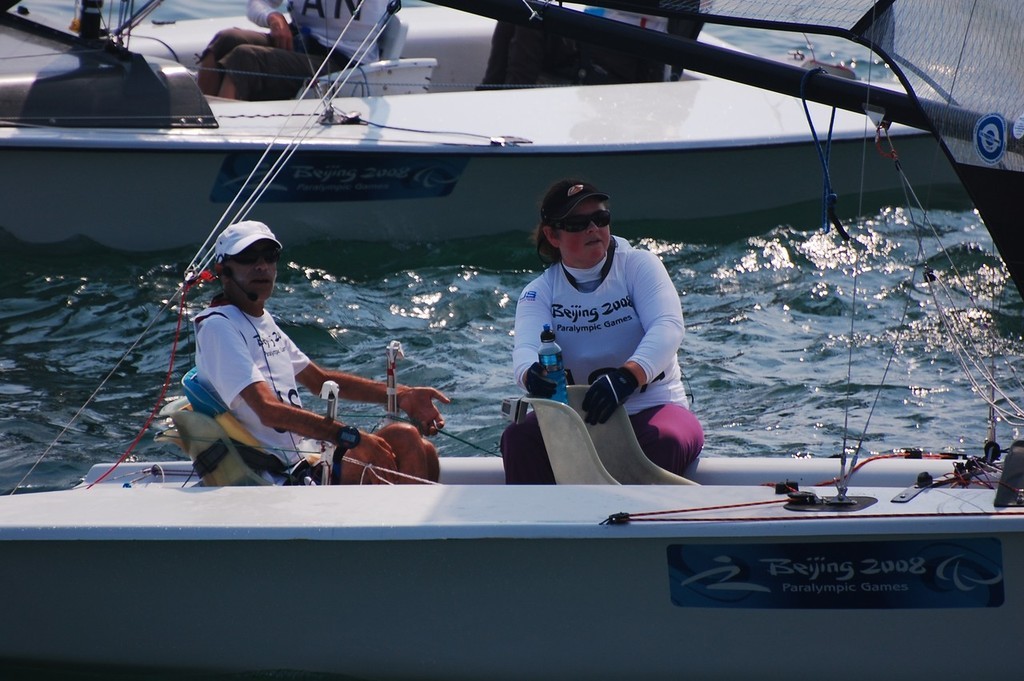 Nick Scandone and Maureen Mckinnon-Tucker winners of the Gold Medal for the USA in the SKUD 19 class at the 2008 Paralympics    © Dan Tucker http://sailchallengeinspire.org/